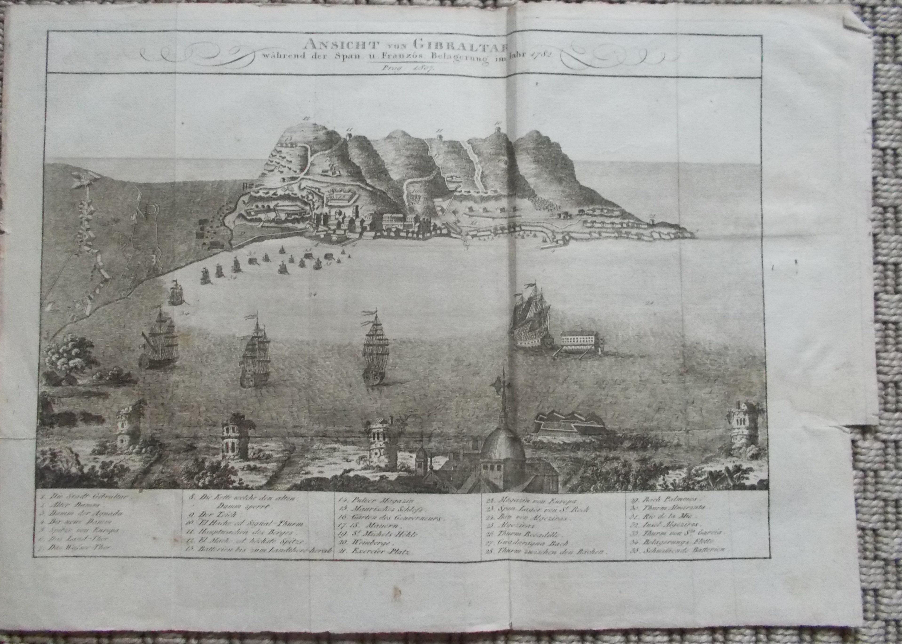 Ansicht von Gibraltar während der Span. u. Französ. Belagerung im Jahr 1782
