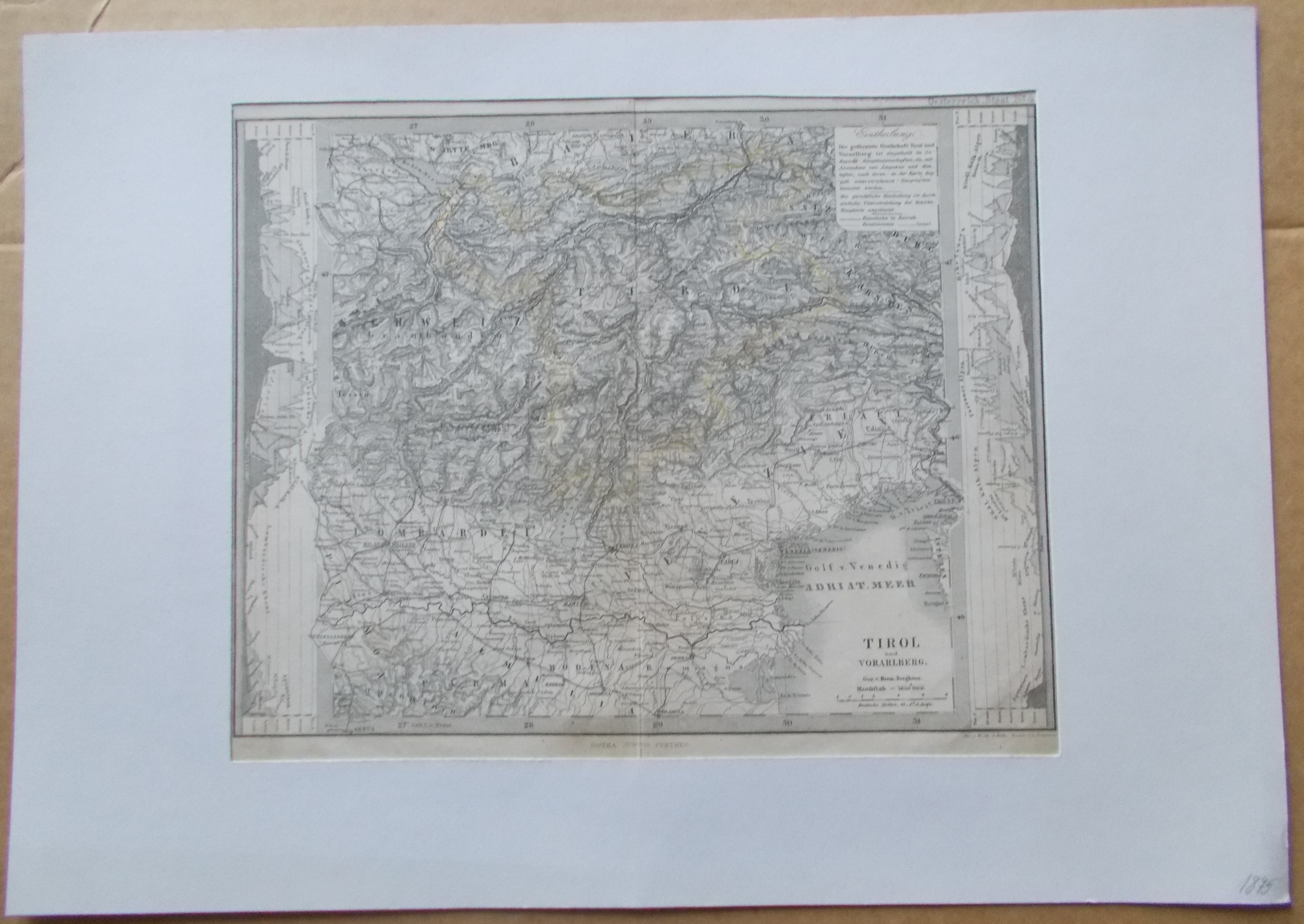 mapa Tirol und Vorarlberg; Tyrolsko