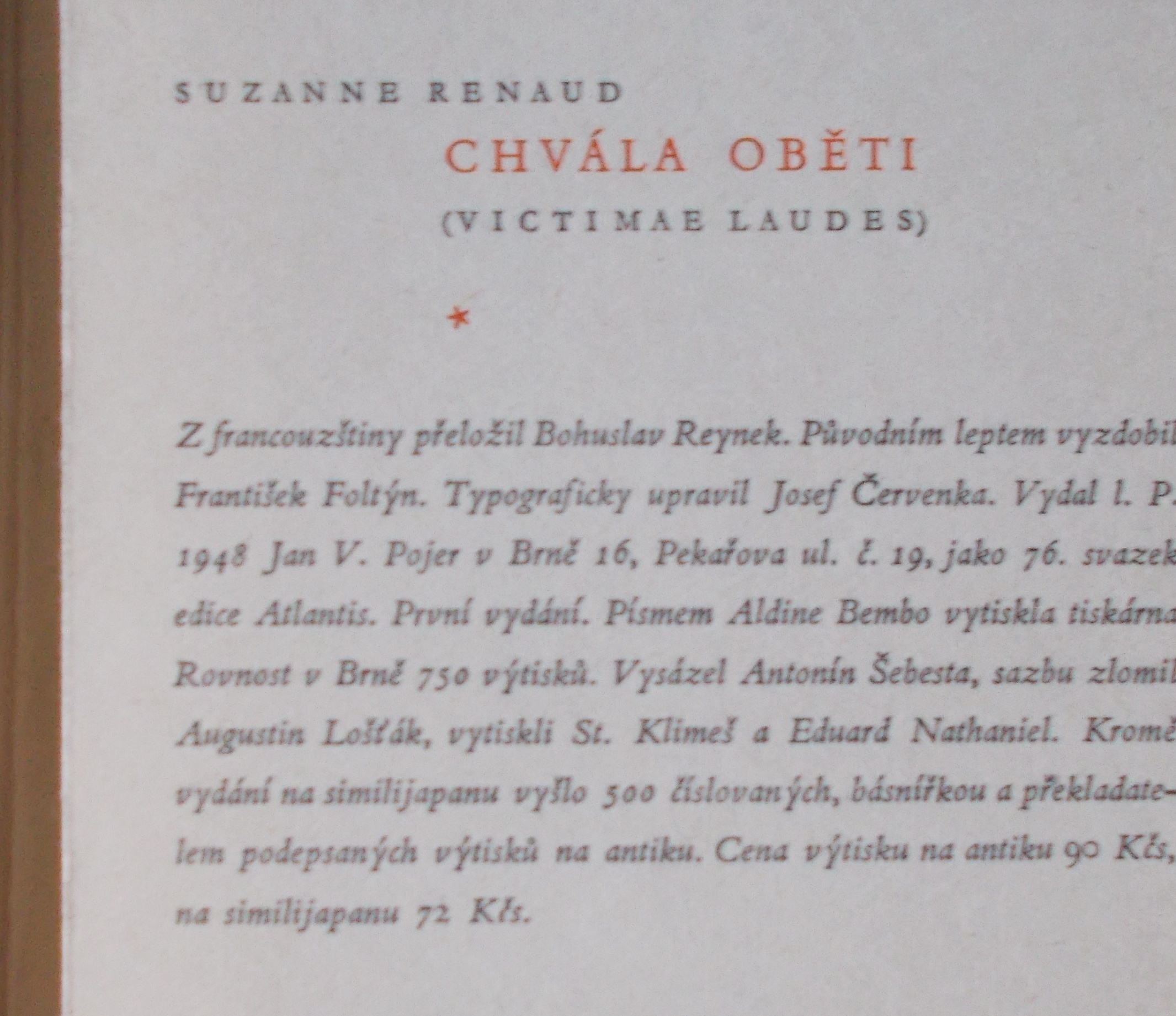 Suzanne Renaud: Chvála oběti