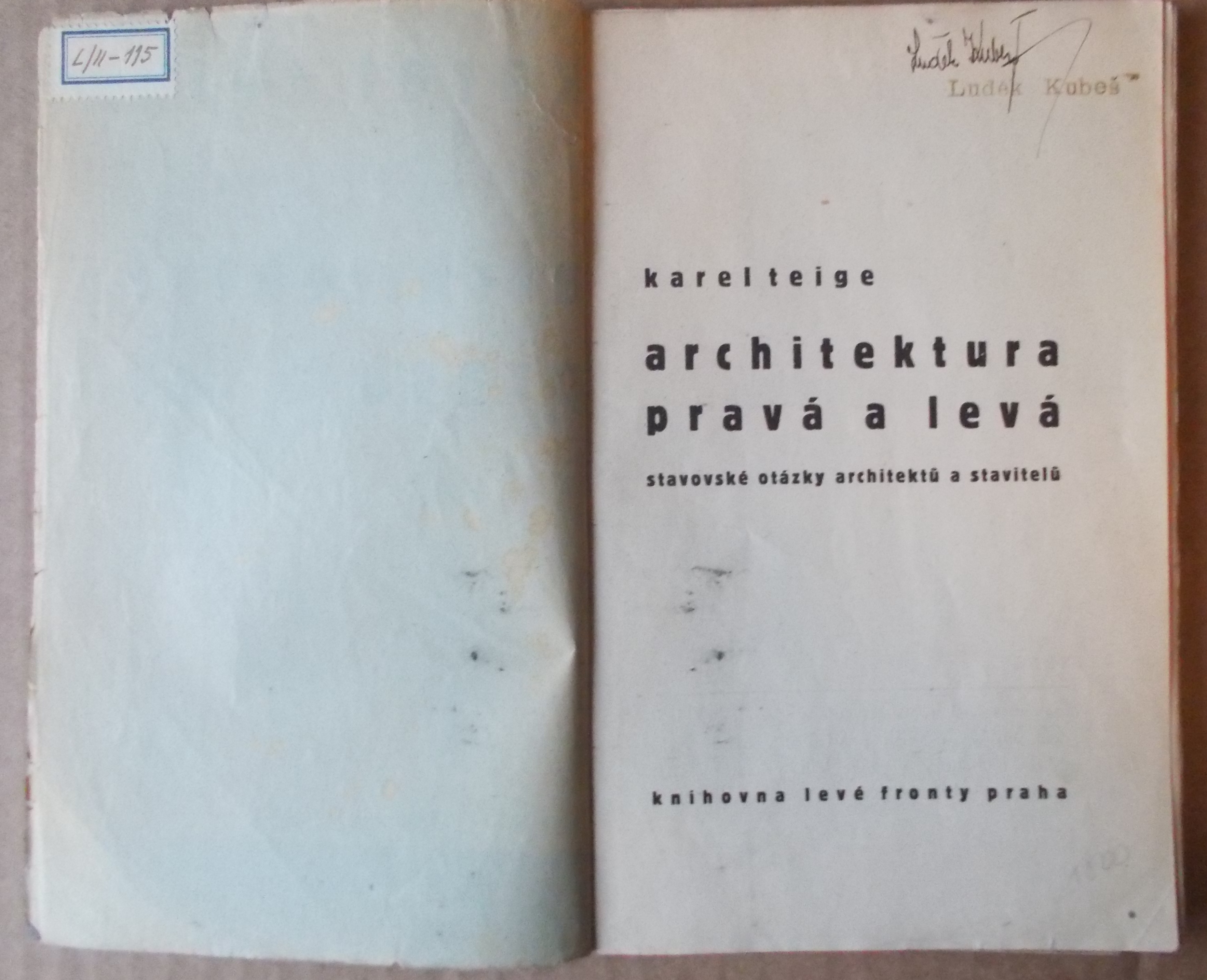 Karel Teige: Architektura pravá a levá