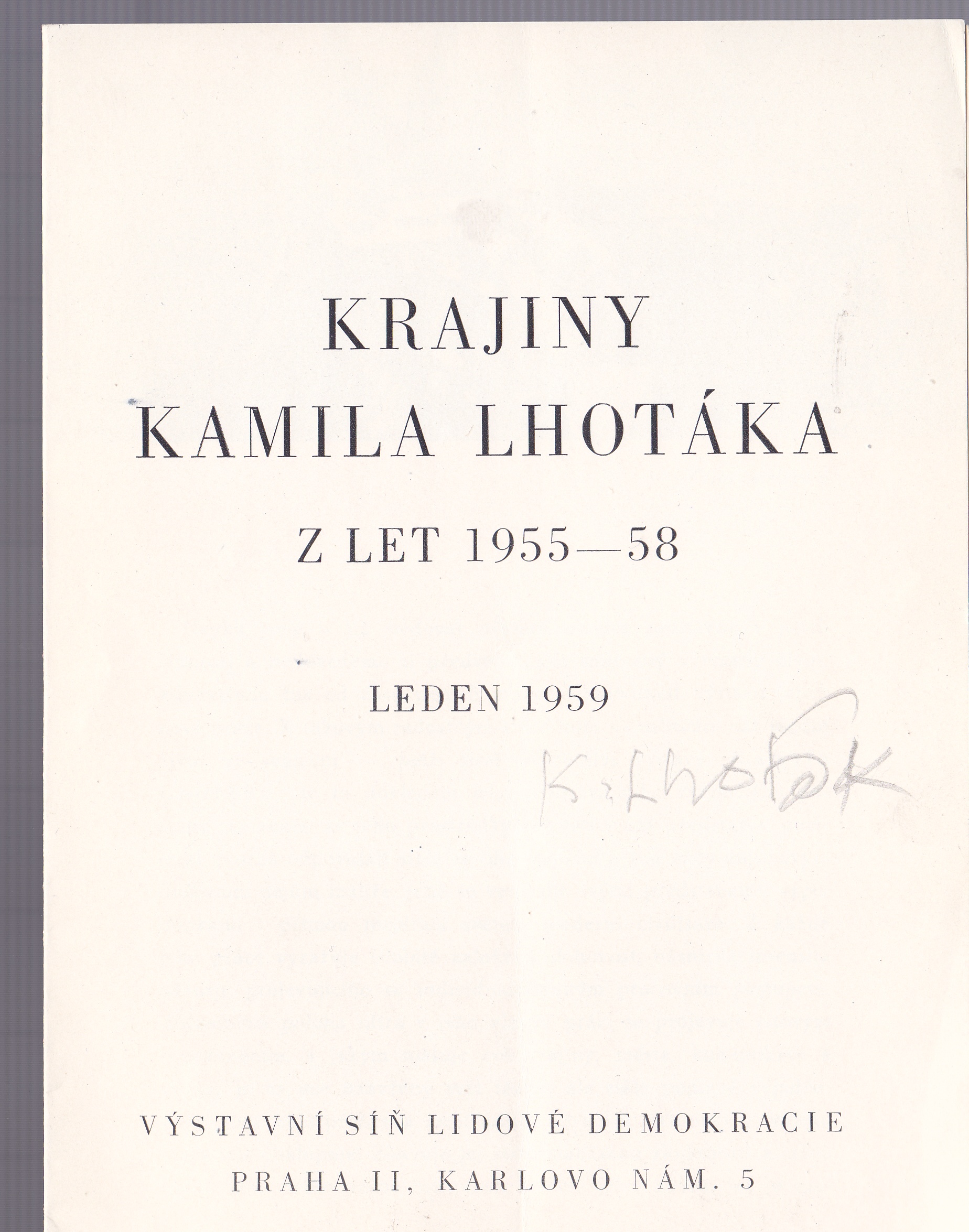 Výstavní katalog Kamil Lhoták - Krajiny z let 1955-58
