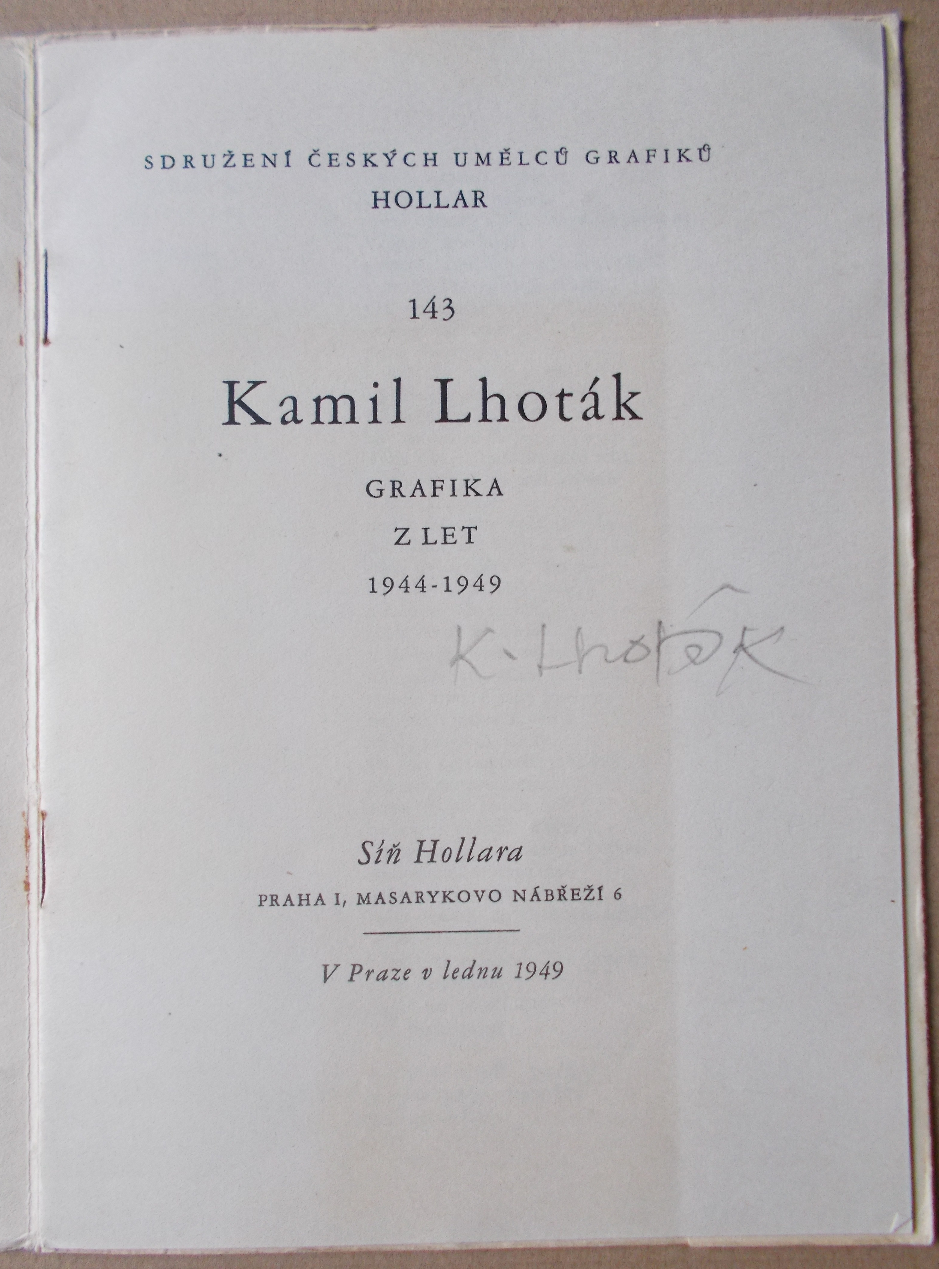 Výstavní katalog Kamil Lhoták - grafika z let 1944-49