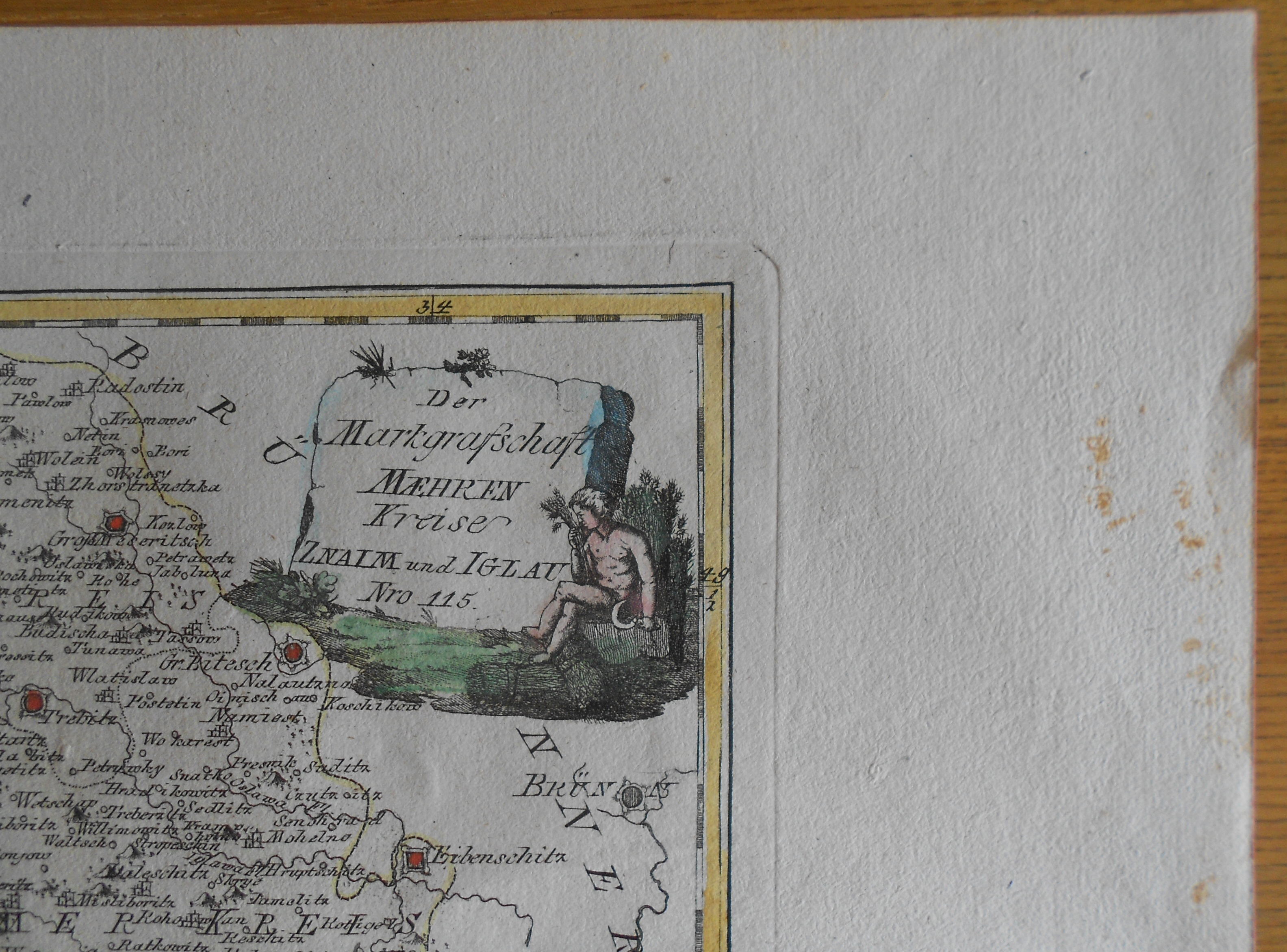 mapa Znojmo a Jihlava ca. 1750
