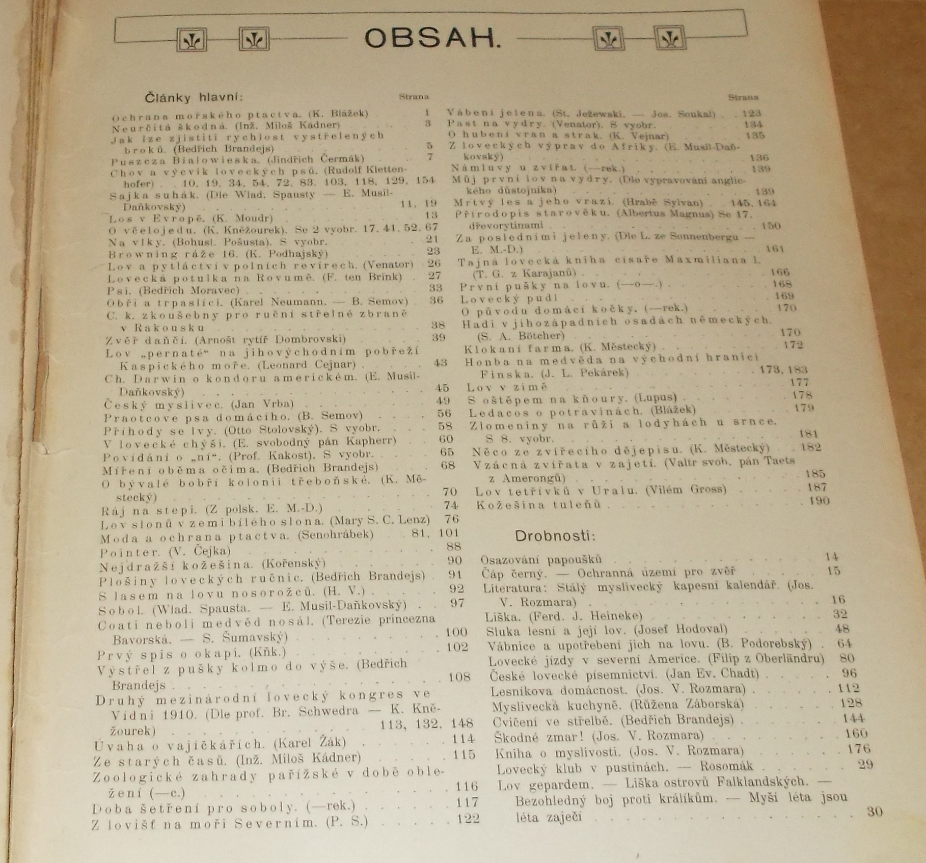 Josef Rozmara: Lovecký obzor roč. XIV. číslo 1-5