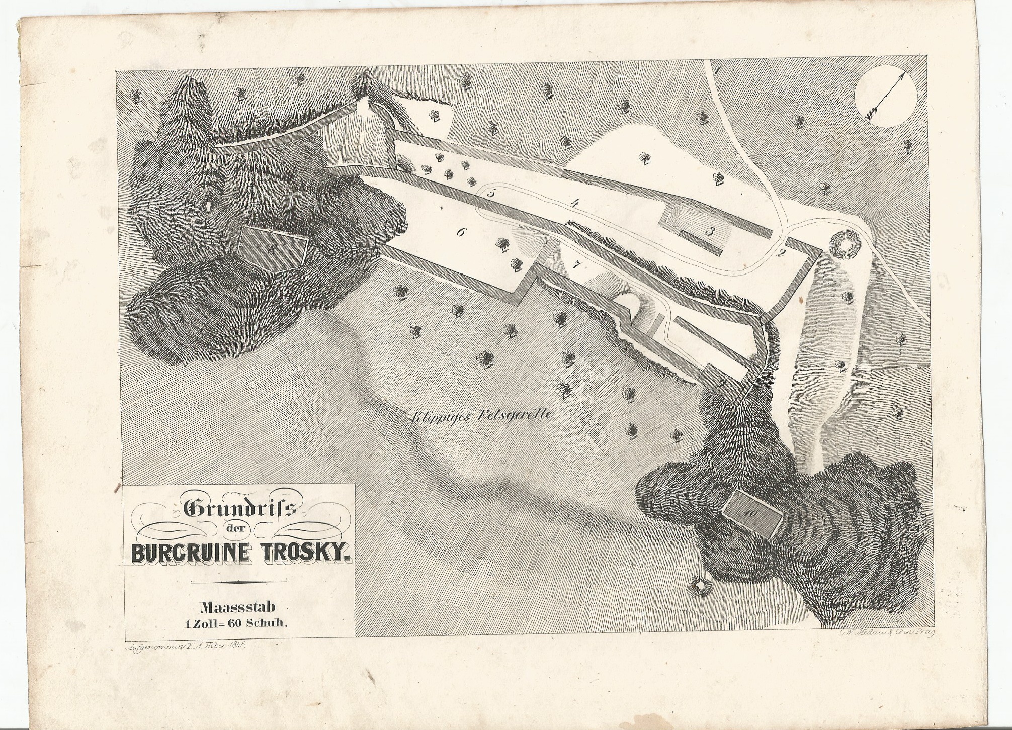 F. A. Heber: Grundriss der Burgruine Trosky