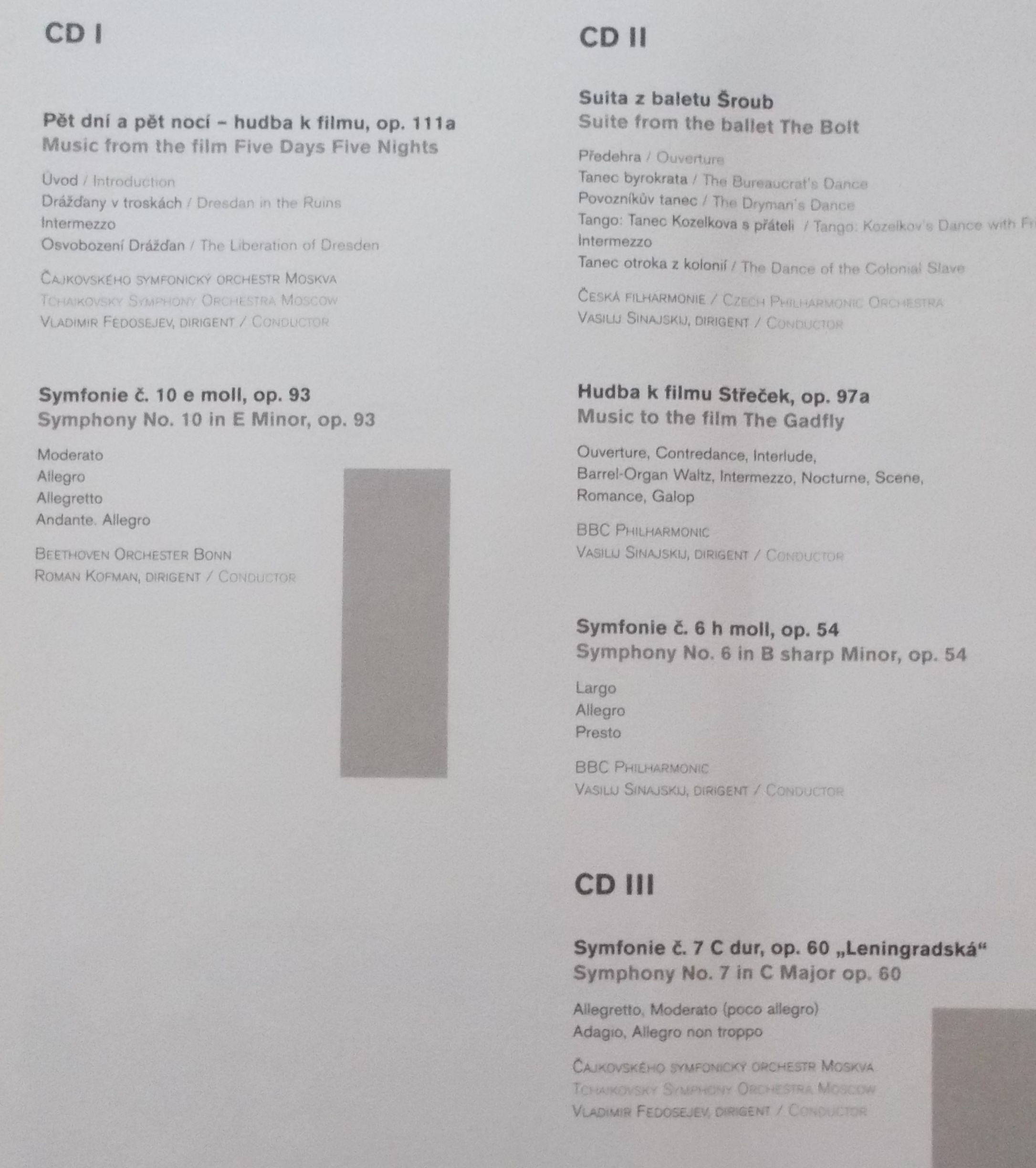 Dmitrij Dmitrijevič Šostakovič/Dmitri Dmitrijevič Shostakovich 5 CD