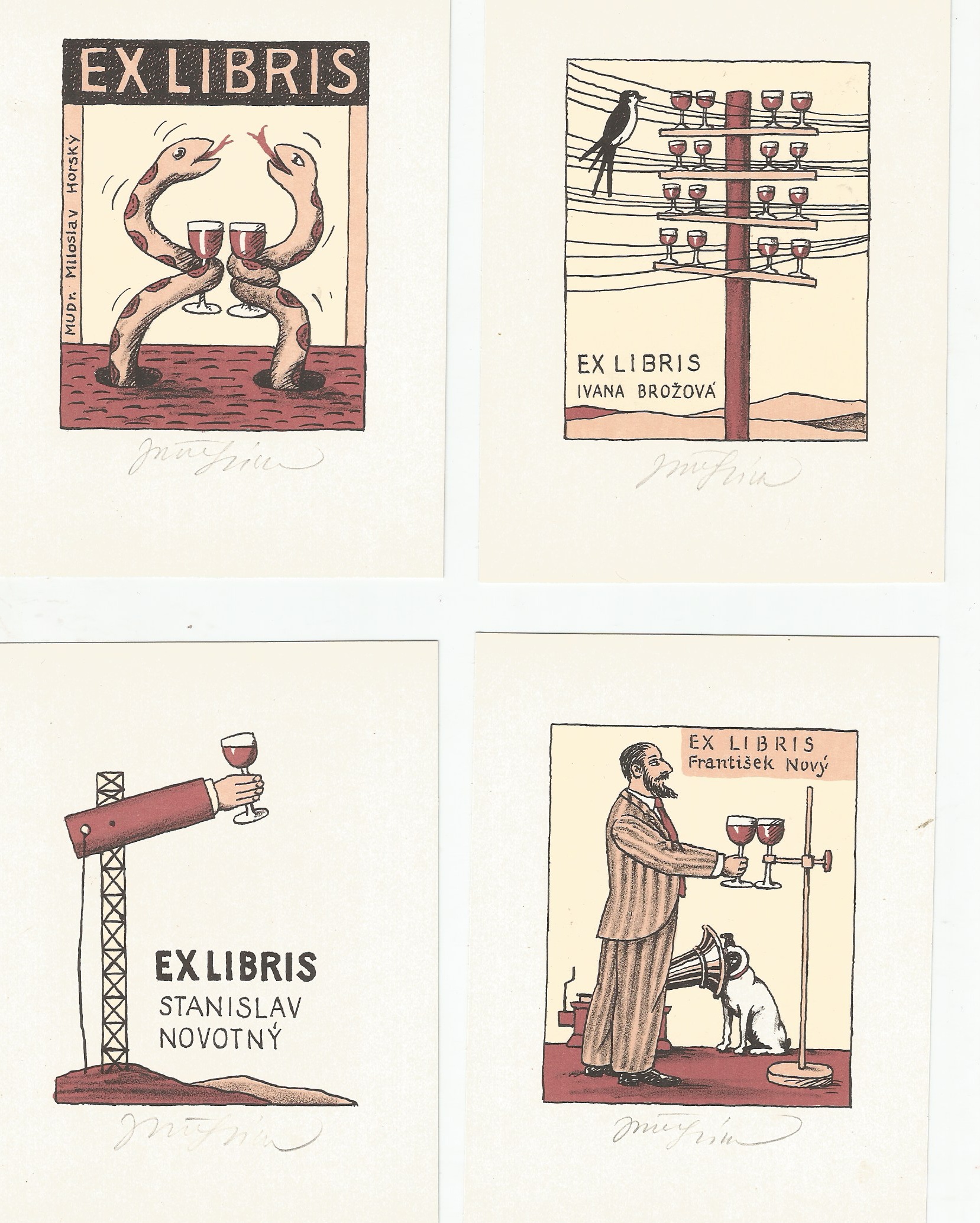 Jiří Slíva: Víno - soubor 10 exlibris