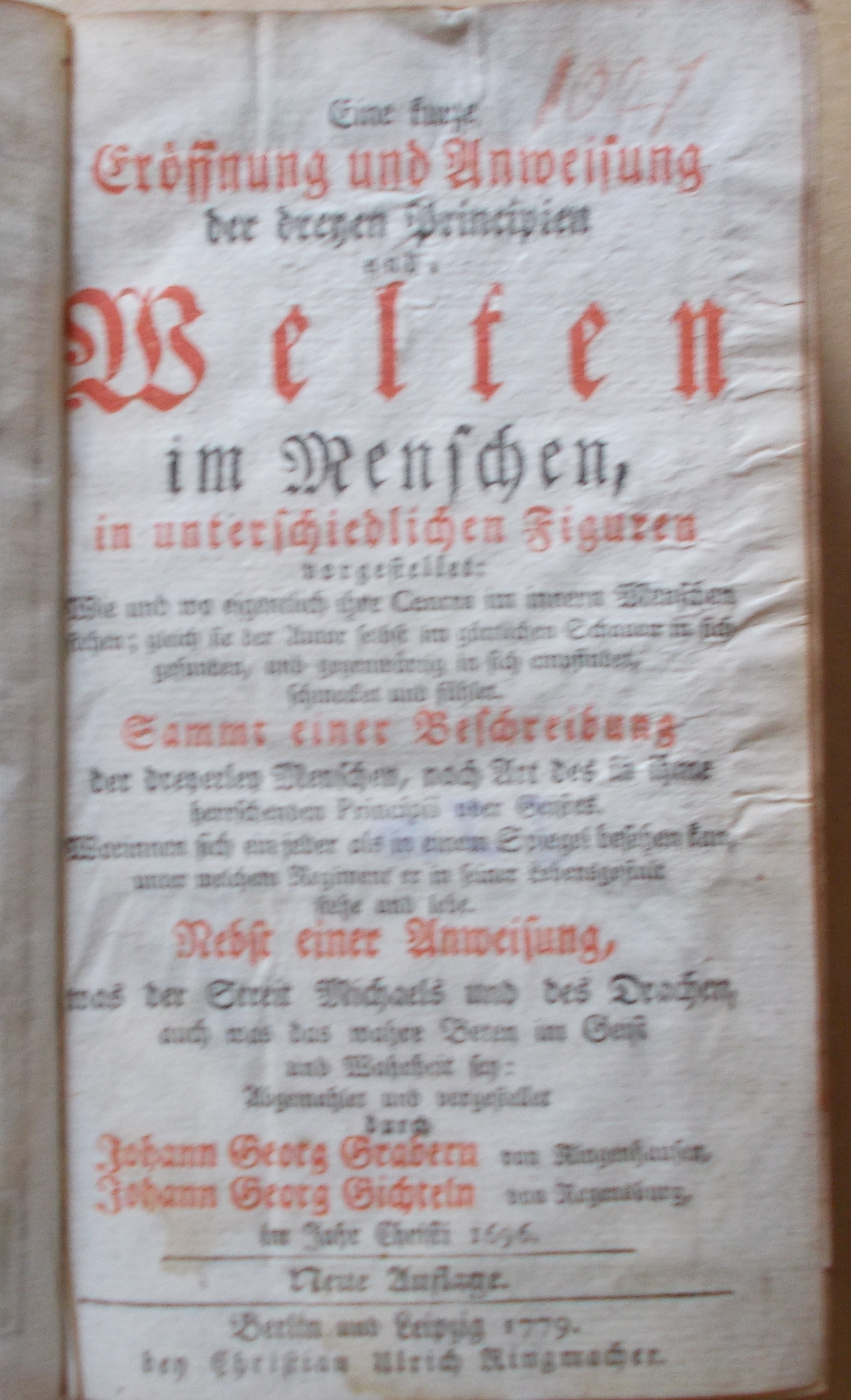 KNIHA OBSAHUJE VÍCE TITULŮ! Johann Georg Graber und Johann Georg Gichtel: