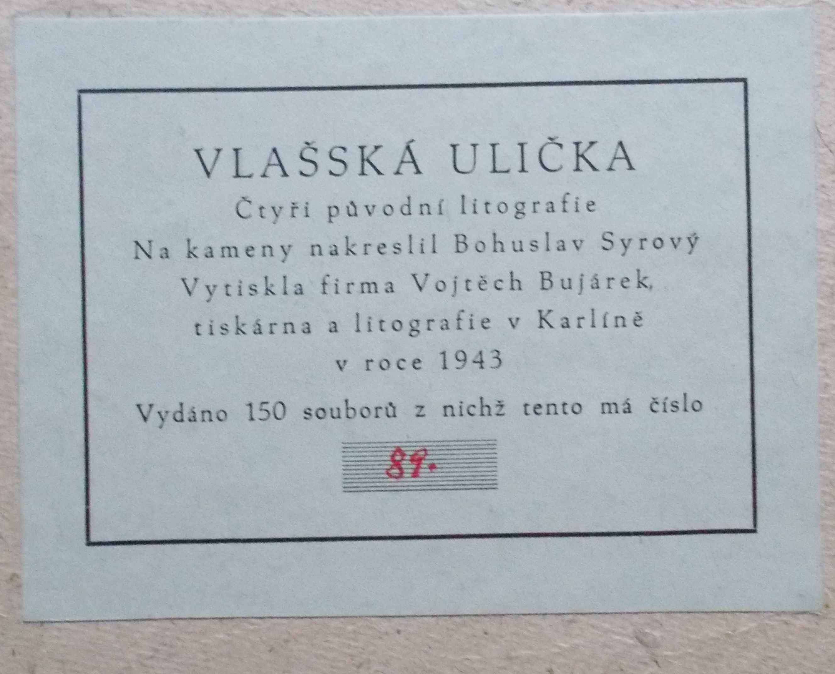 Bohuslav Syrový: Vlašská ulička