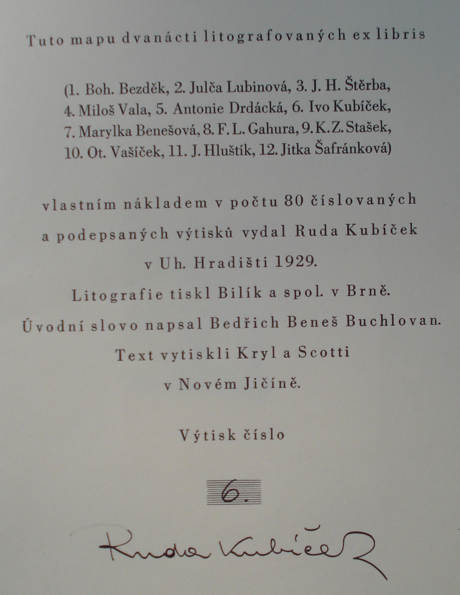 Ruda Kubíček: Druhý soubor ex libris