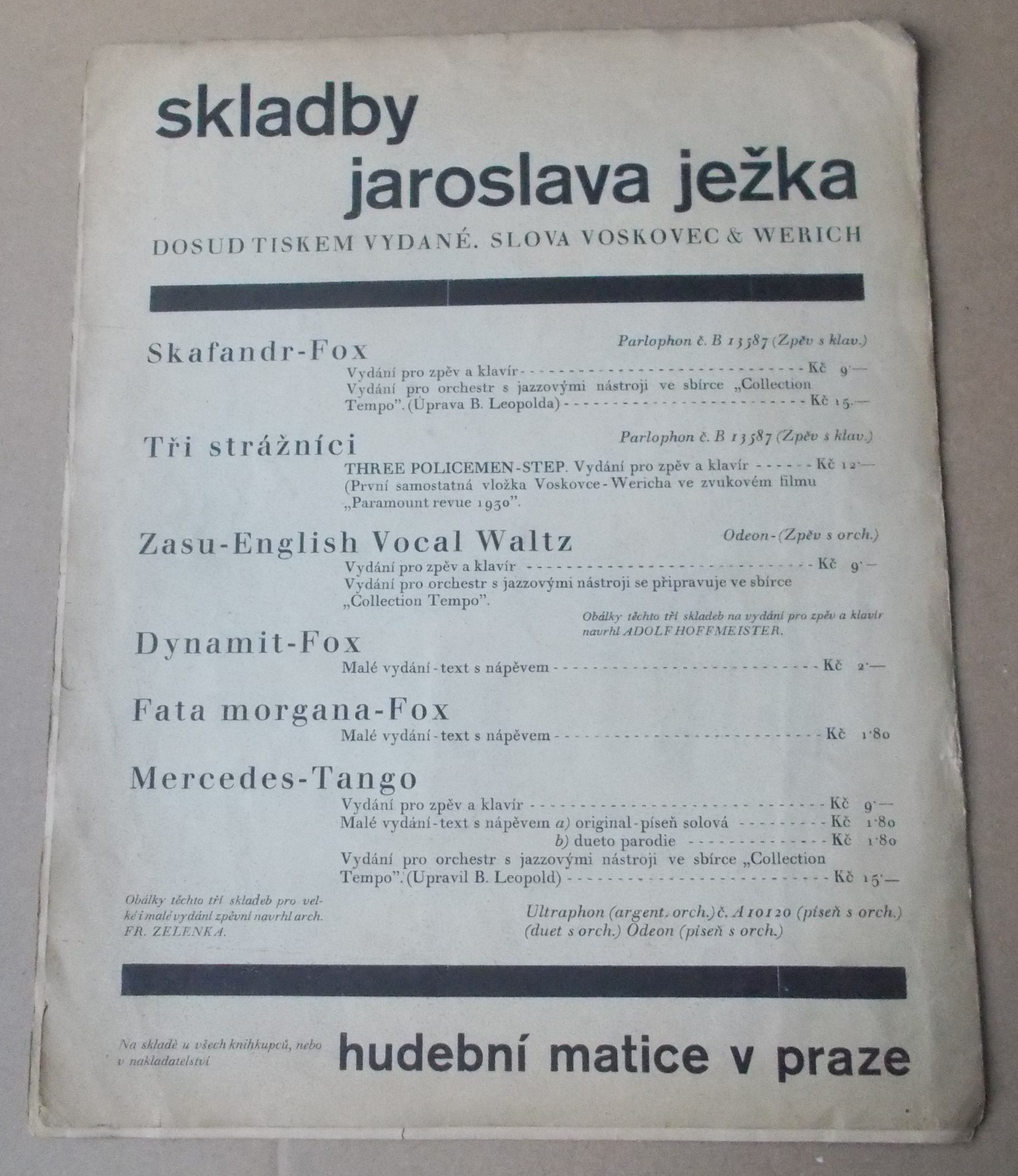 Jaroslav Ježek: Three Policemen Step - 3 strážníci