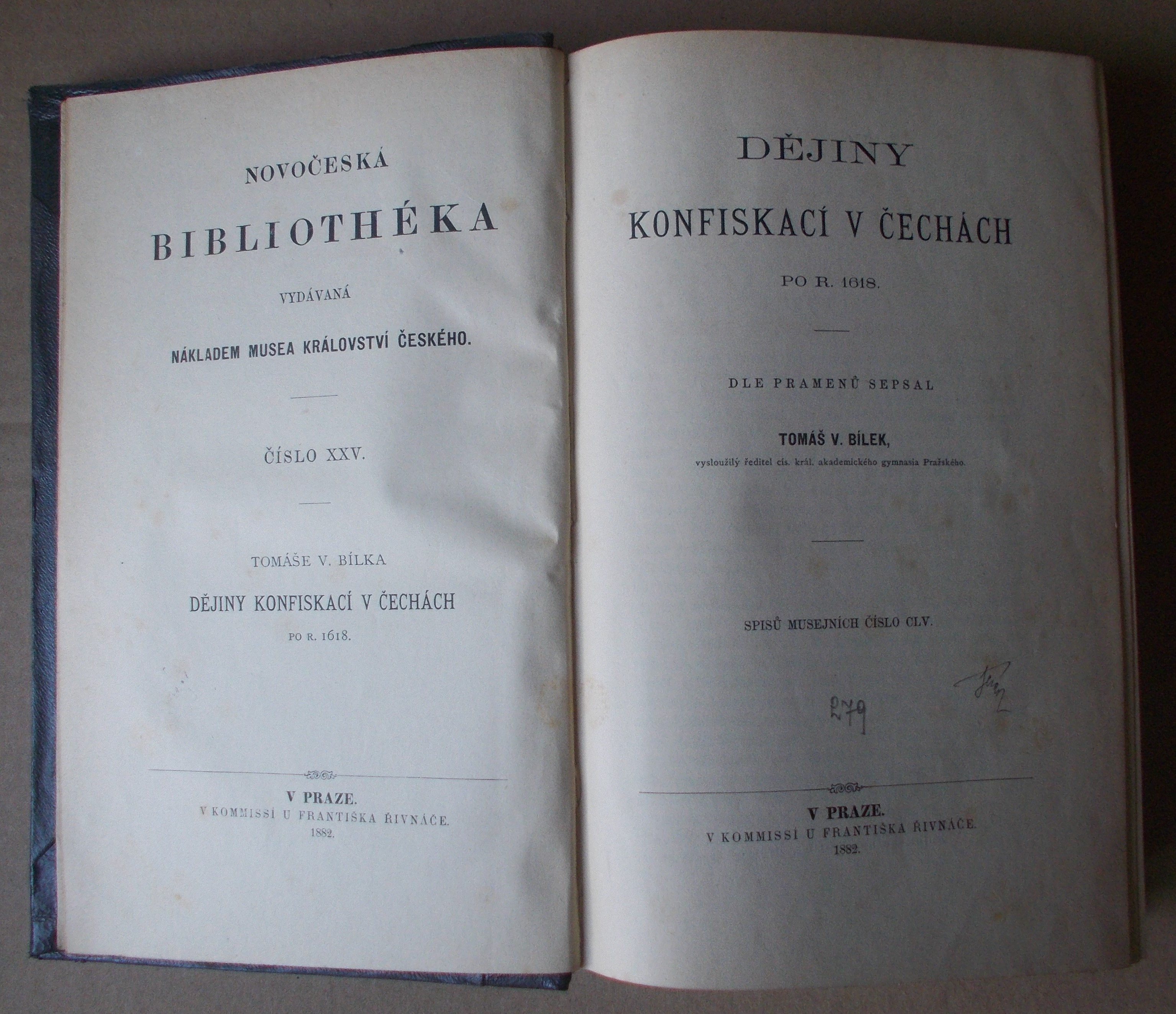 Tomáš V. Bílek: Dějiny konfiskací v Čechách po r. 1618 I. + II.