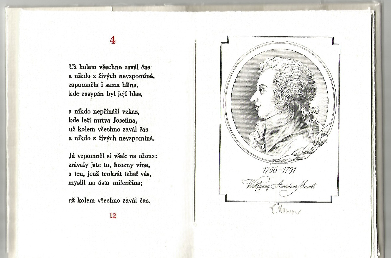 Jaroslav Seifert: Mozart v Praze - ocelorytiny B. Housa