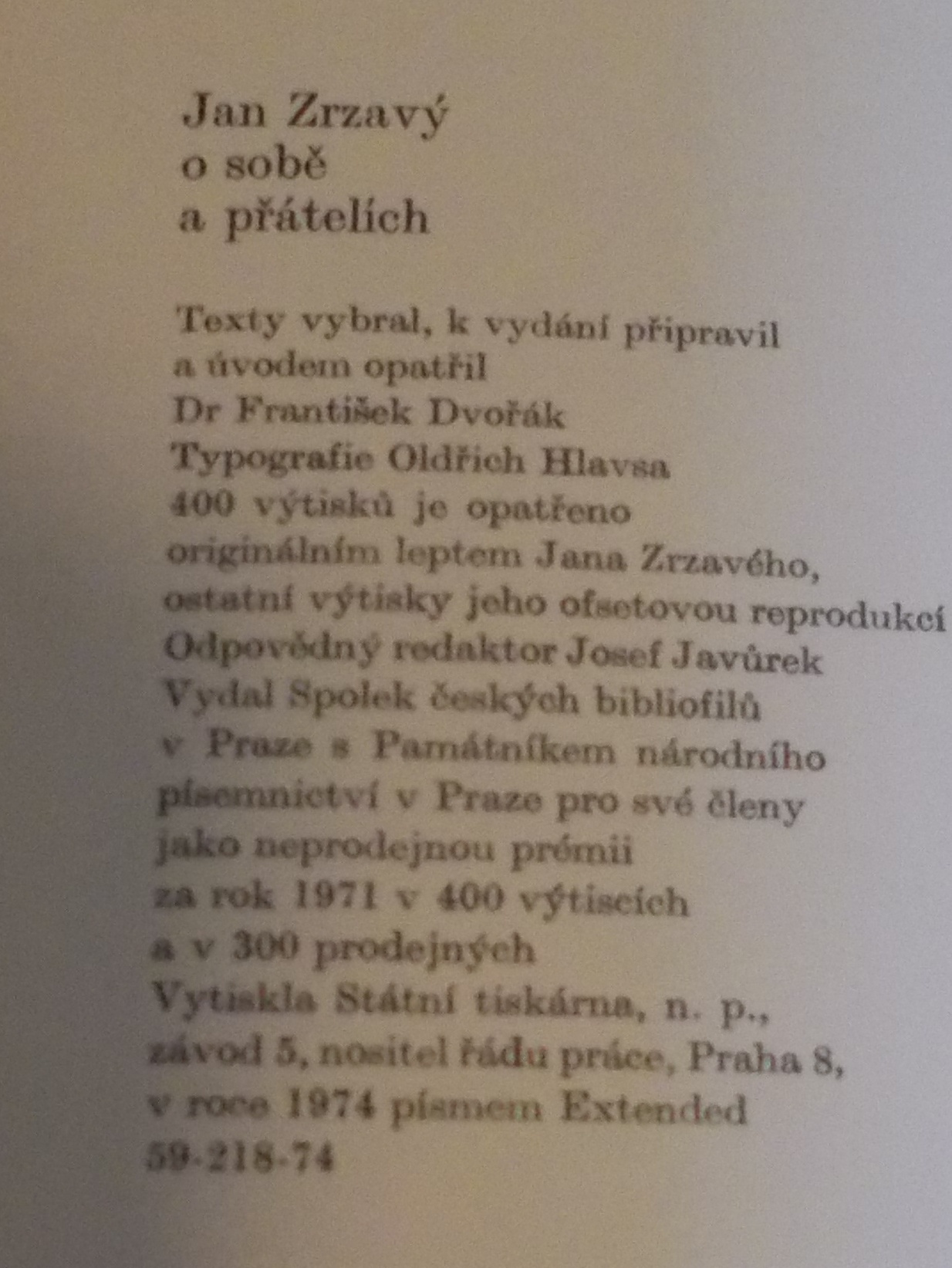 Jan Zrzavý: O sobě a svých přátelích