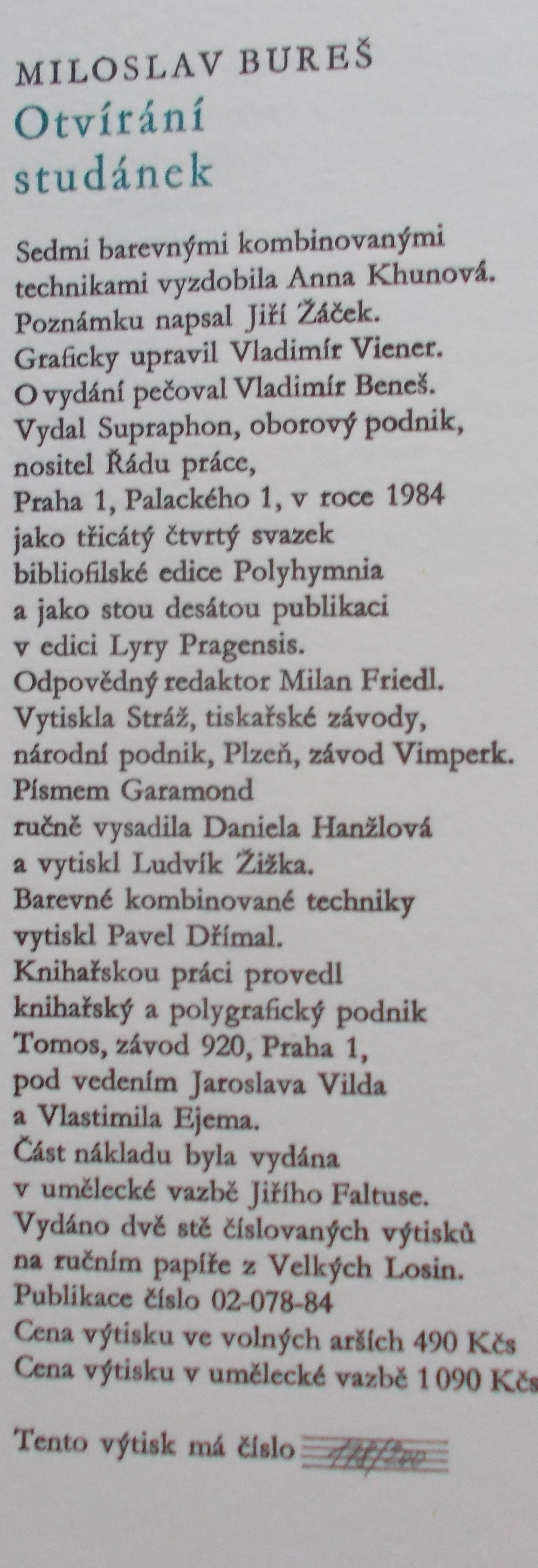 Miloslav Bureš: Otvírání studánek