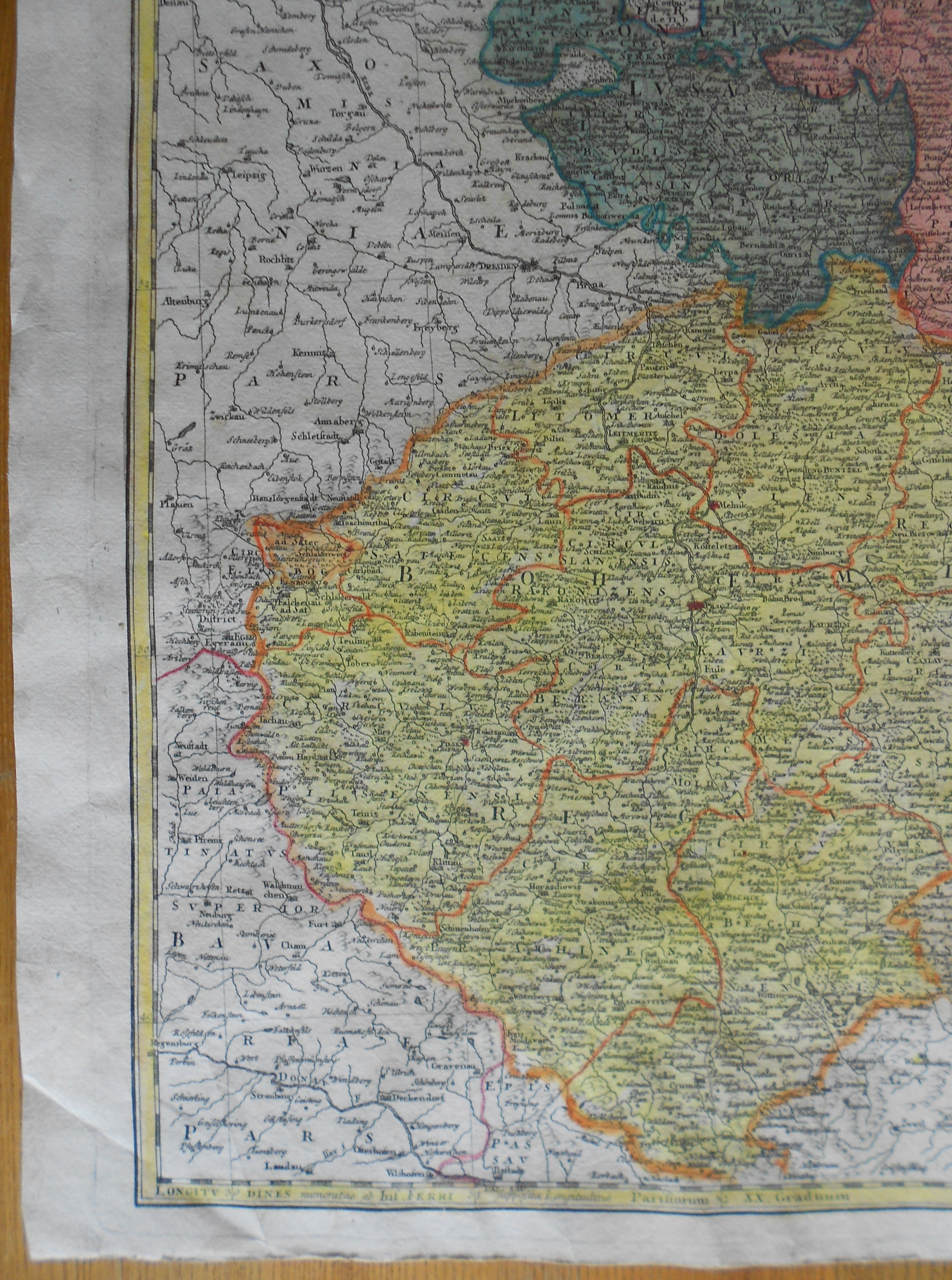 Mapa Čech, Moravy, Slezka, Lužice 1748