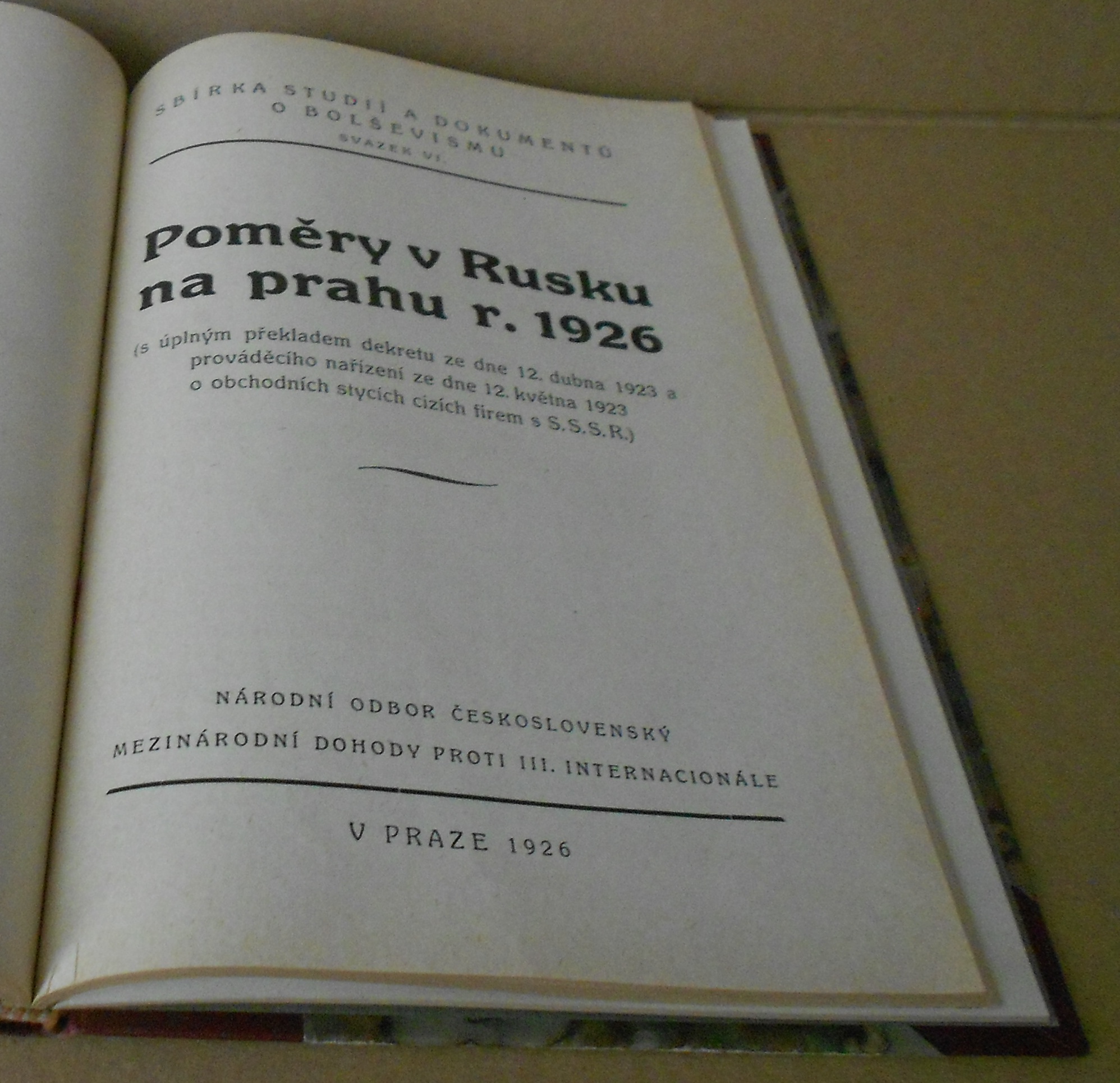 Proti bolševismu - Národní odbor československý proti III. internacionále