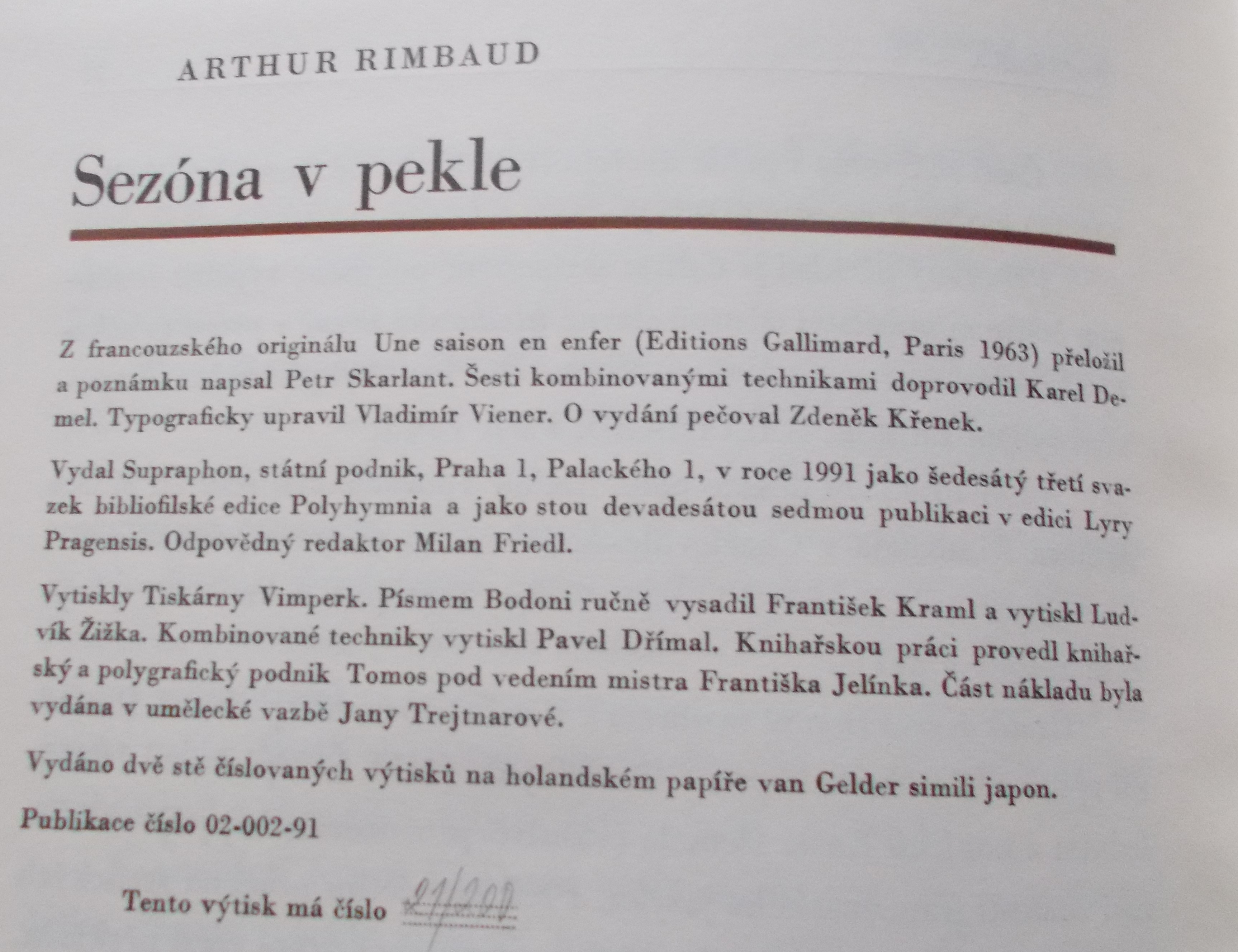 Arthur Rimbaud: Sezóna v pekle